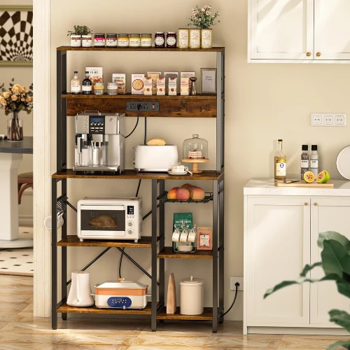 superjare-bakers-rack-with-power-outlet-inches-coffee-bar