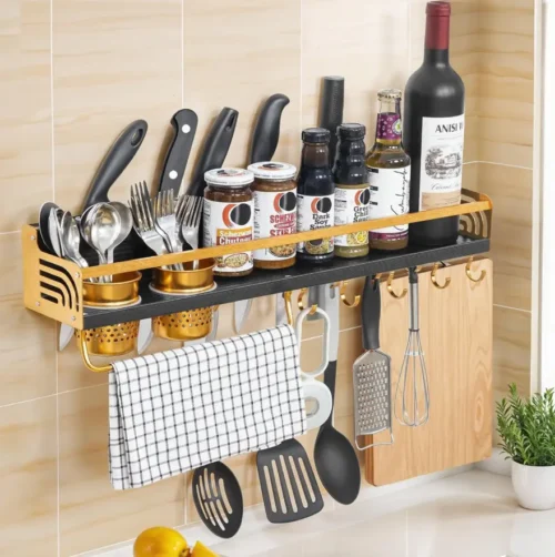 ABOUT SPACE Kitchen Organizer Rack - Wall Mount Aluminium Wall Hanging